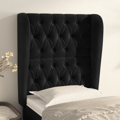 vidaXL Kopfteil mit Ohren Schwarz 83x23x118/128 cm Samt