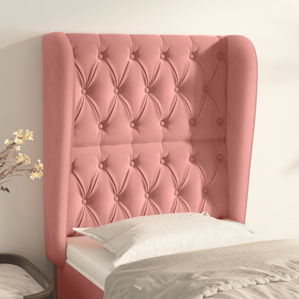 vidaXL Kopfteil mit Ohren Rosa 83x23x118/128 cm Samt
