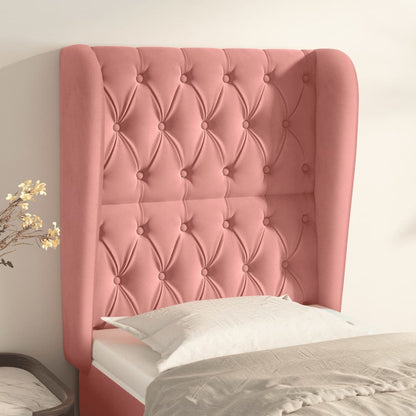 vidaXL Kopfteil mit Ohren Rosa 83x23x118/128 cm Samt