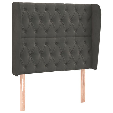 vidaXL Kopfteil mit Ohren Dunkelgrau 93x23x118/128 cm Samt