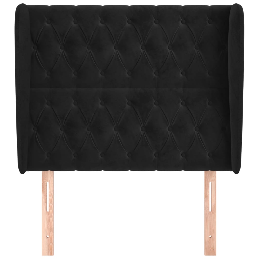 vidaXL Kopfteil mit Ohren Schwarz 93x23x118/128 cm Samt