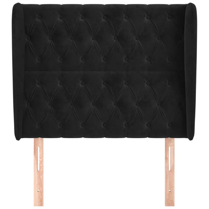 vidaXL Kopfteil mit Ohren Schwarz 93x23x118/128 cm Samt