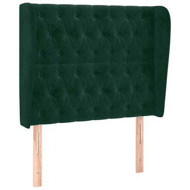 vidaXL Kopfteil mit Ohren Dunkelgrün 93x23x118/128 cm Samt
