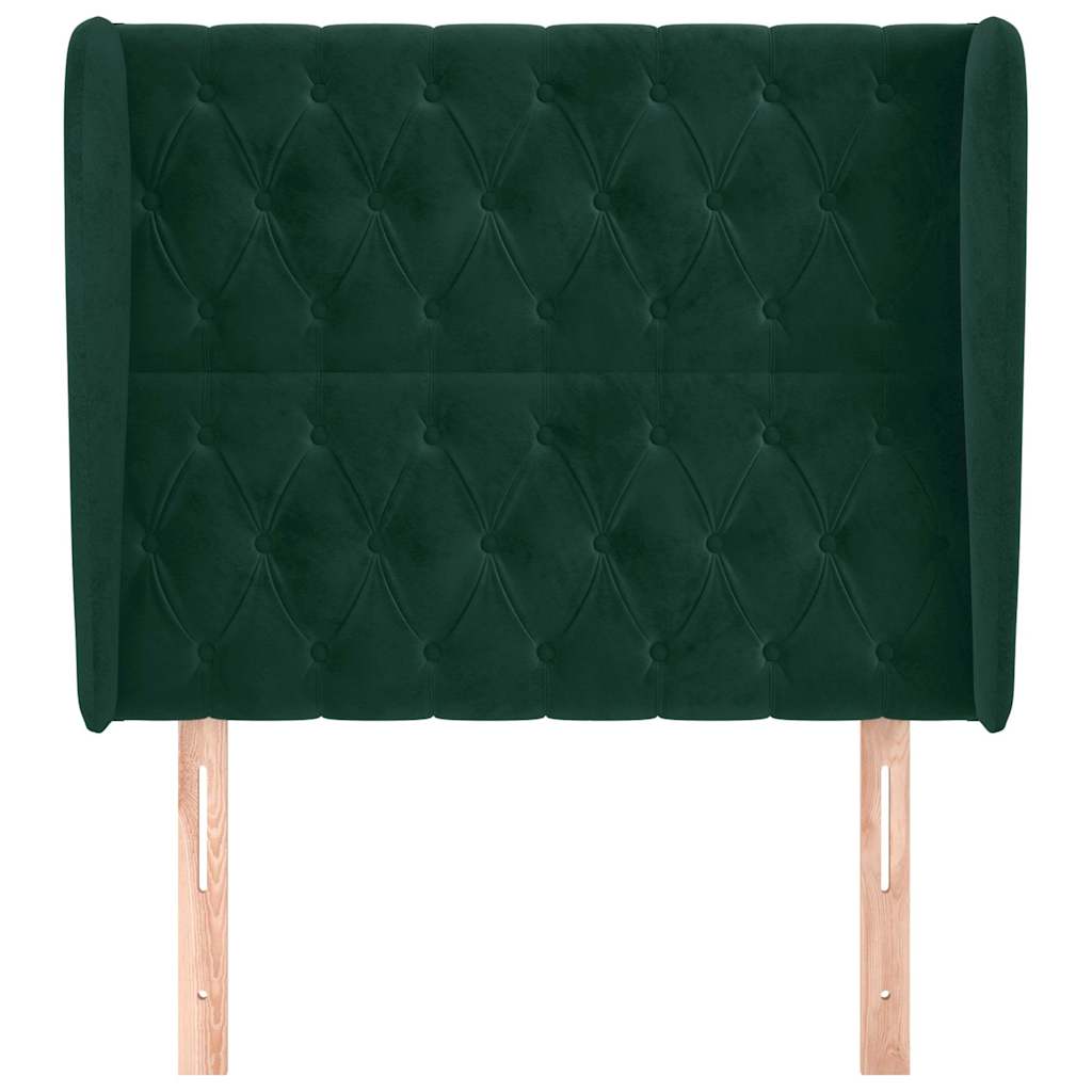 vidaXL Kopfteil mit Ohren Dunkelgrün 93x23x118/128 cm Samt