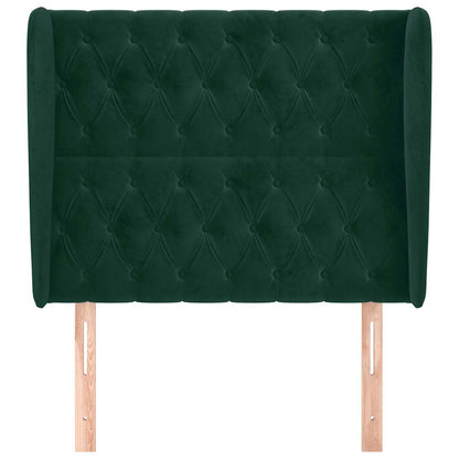 vidaXL Kopfteil mit Ohren Dunkelgrün 93x23x118/128 cm Samt