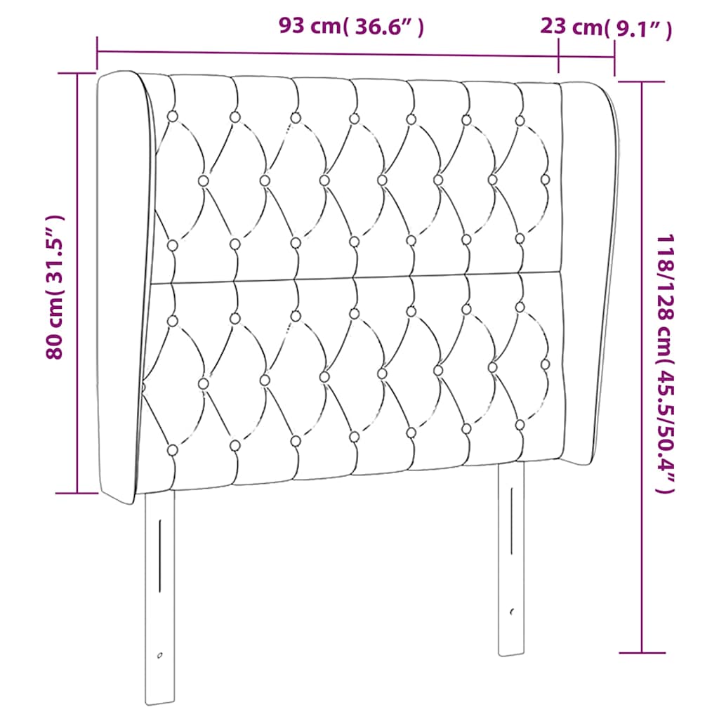 vidaXL Kopfteil mit Ohren Dunkelgrün 93x23x118/128 cm Samt