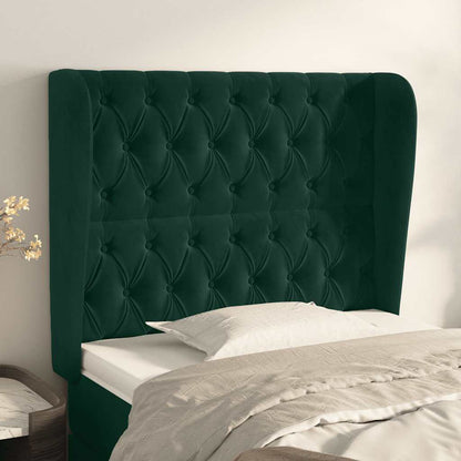 vidaXL Kopfteil mit Ohren Dunkelgrün 93x23x118/128 cm Samt