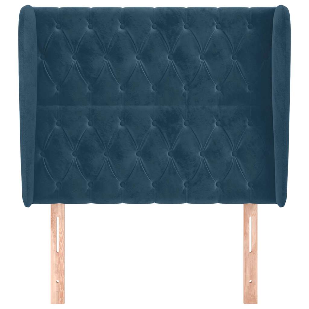 vidaXL Kopfteil mit Ohren Dunkelblau 93x23x118/128 cm Samt