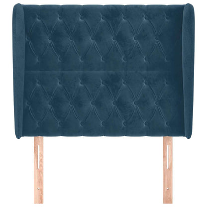 vidaXL Kopfteil mit Ohren Dunkelblau 93x23x118/128 cm Samt