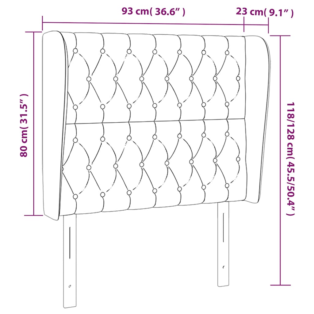 vidaXL Kopfteil mit Ohren Dunkelblau 93x23x118/128 cm Samt