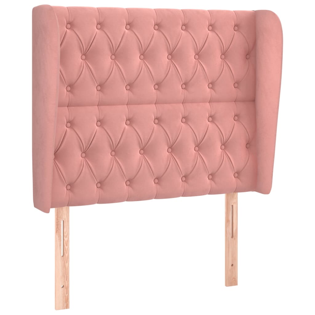 vidaXL Kopfteil mit Ohren Rosa 93x23x118/128 cm Samt