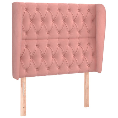 vidaXL Kopfteil mit Ohren Rosa 93x23x118/128 cm Samt