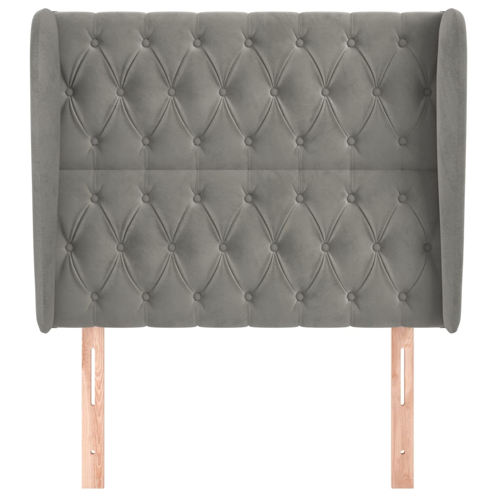 vidaXL Kopfteil mit Ohren Hellgrau 103x23x118/128 cm Samt
