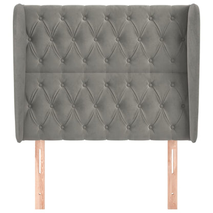 vidaXL Kopfteil mit Ohren Hellgrau 103x23x118/128 cm Samt