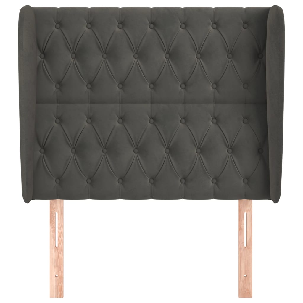 vidaXL Kopfteil mit Ohren Dunkelgrau 103x23x118/128 cm Samt