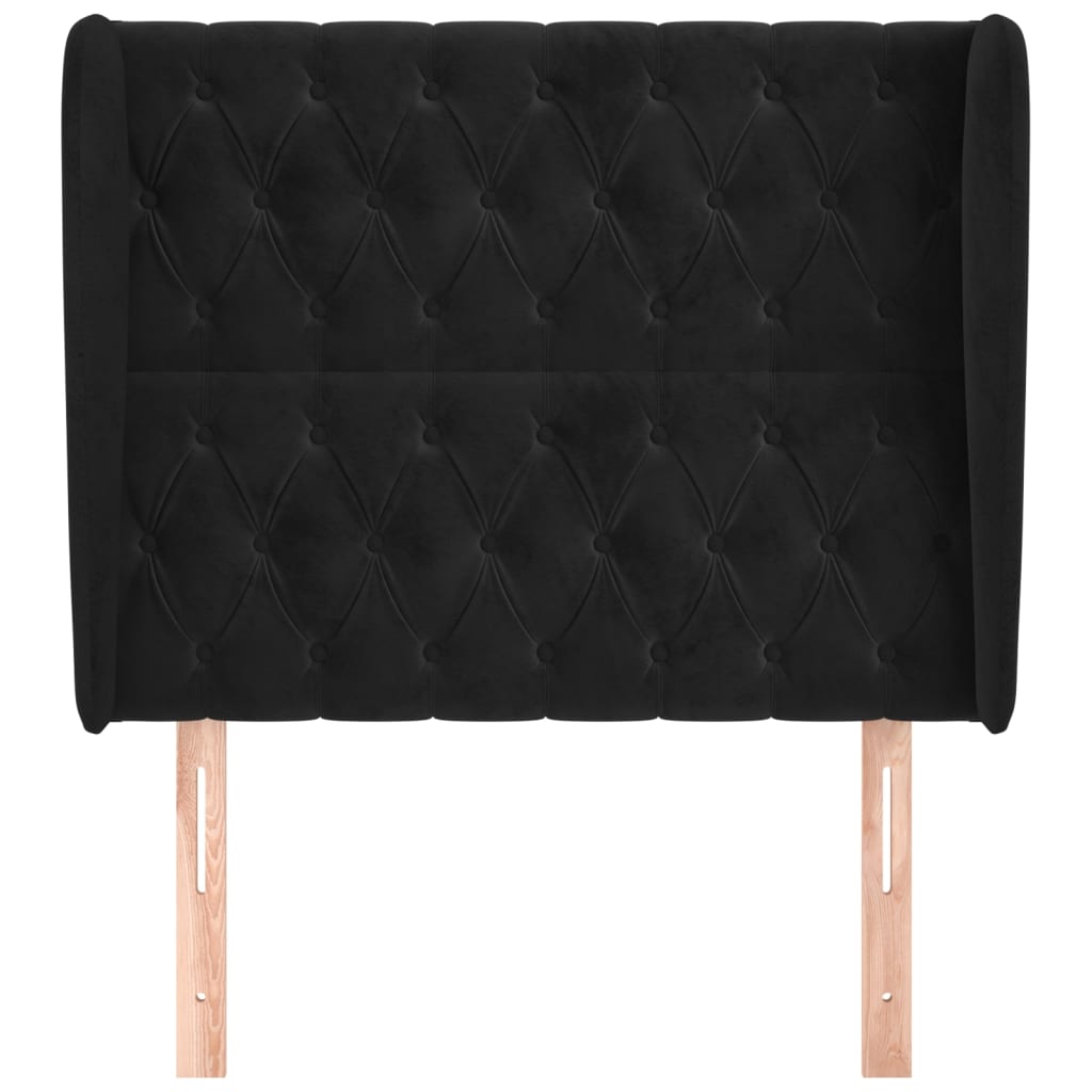 vidaXL Kopfteil mit Ohren Schwarz 103x23x118/128 cm Samt