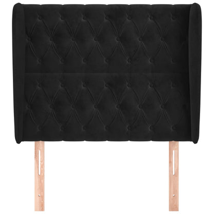 vidaXL Kopfteil mit Ohren Schwarz 103x23x118/128 cm Samt