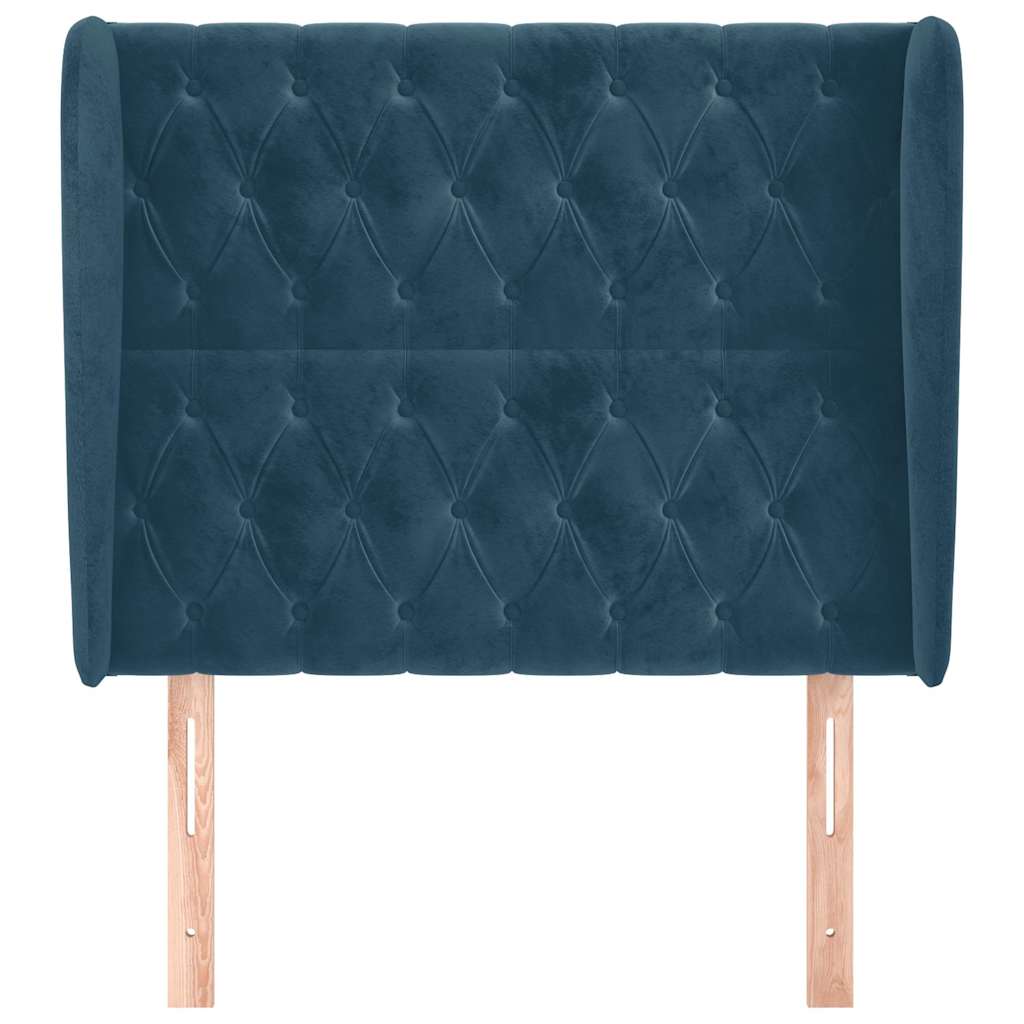 vidaXL Kopfteil mit Ohren Dunkelblau 103x23x118/128 cm Samt