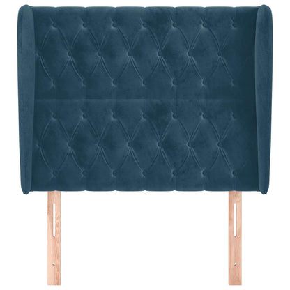 vidaXL Kopfteil mit Ohren Dunkelblau 103x23x118/128 cm Samt