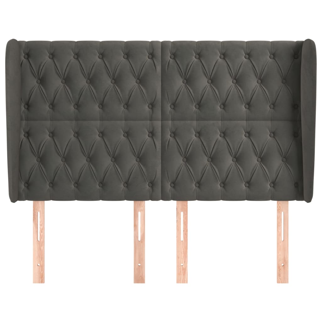 vidaXL Kopfteil mit Ohren Dunkelgrau 147x23x118/128 cm Samt