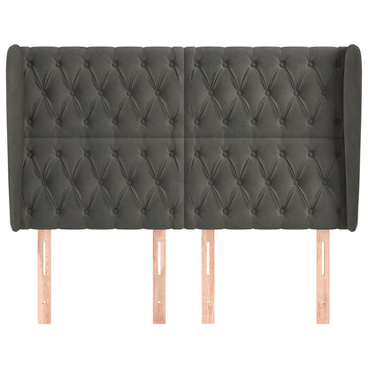 vidaXL Kopfteil mit Ohren Dunkelgrau 147x23x118/128 cm Samt