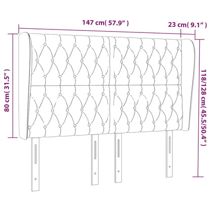 vidaXL Kopfteil mit Ohren Dunkelgrau 147x23x118/128 cm Samt