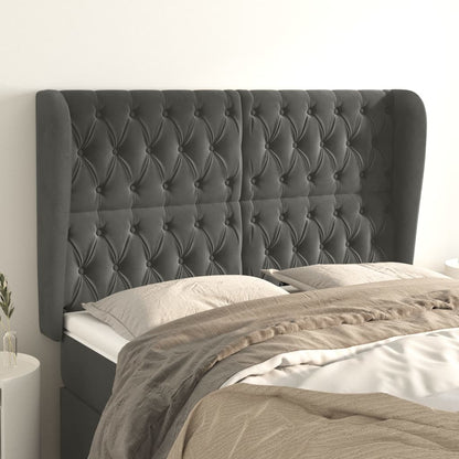 vidaXL Kopfteil mit Ohren Dunkelgrau 147x23x118/128 cm Samt