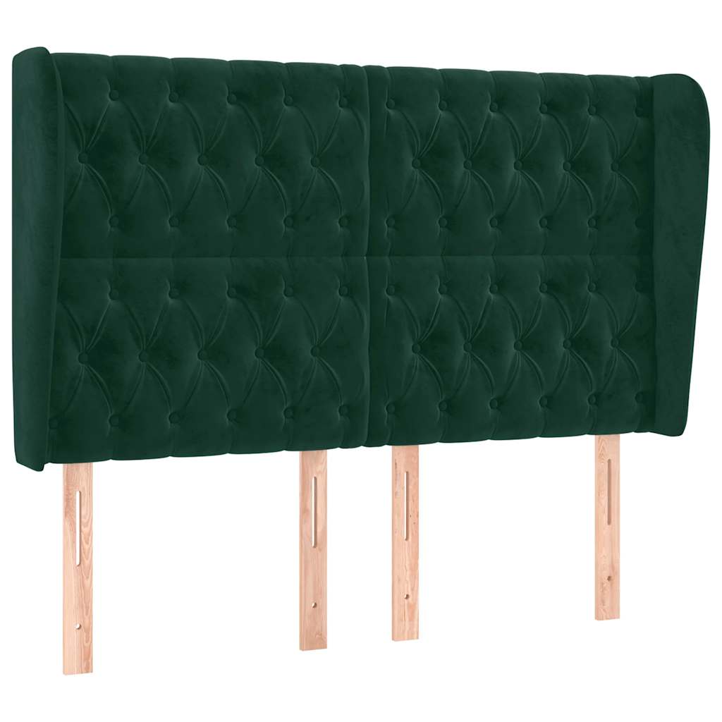 vidaXL Kopfteil mit Ohren Dunkelgrün 147x23x118/128 cm Samt