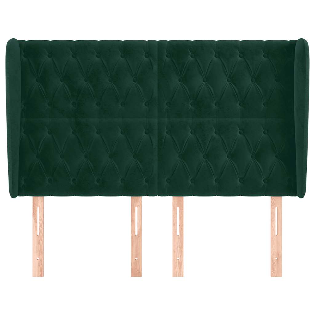 vidaXL Kopfteil mit Ohren Dunkelgrün 147x23x118/128 cm Samt