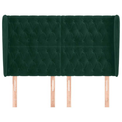 vidaXL Kopfteil mit Ohren Dunkelgrün 147x23x118/128 cm Samt