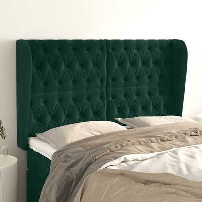 vidaXL Kopfteil mit Ohren Dunkelgrün 147x23x118/128 cm Samt
