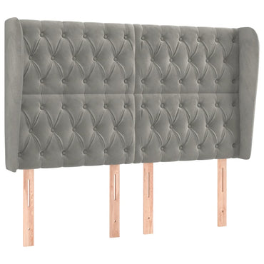 vidaXL Kopfteil mit Ohren Hellgrau 163x23x118/128 cm Samt