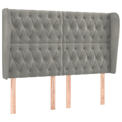 vidaXL Kopfteil mit Ohren Hellgrau 163x23x118/128 cm Samt