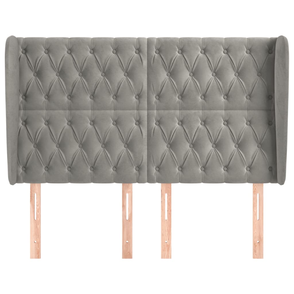 vidaXL Kopfteil mit Ohren Hellgrau 163x23x118/128 cm Samt