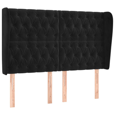 vidaXL Kopfteil mit Ohren Schwarz 163x23x118/128 cm Samt