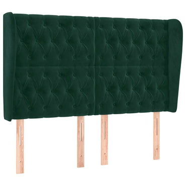 vidaXL Kopfteil mit Ohren Dunkelgrün 163x23x118/128 cm Samt