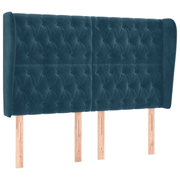 vidaXL Kopfteil mit Ohren Dunkelblau 163x23x118/128 cm Samt