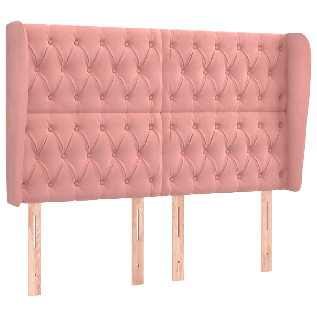 vidaXL Kopfteil mit Ohren Rosa 163x23x118/128 cm Samt