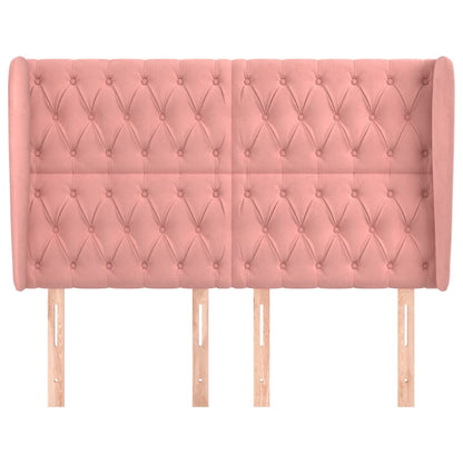 vidaXL Kopfteil mit Ohren Rosa 163x23x118/128 cm Samt