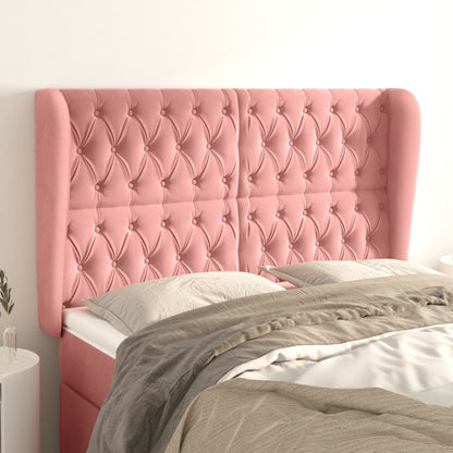 vidaXL Kopfteil mit Ohren Rosa 163x23x118/128 cm Samt