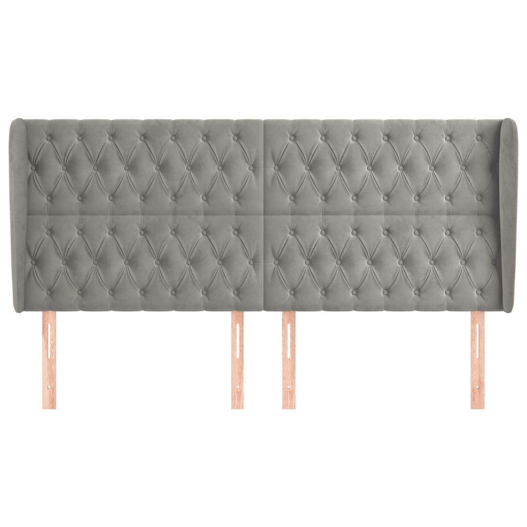 vidaXL Kopfteil mit Ohren Hellgrau 183x23x118/128 cm Samt