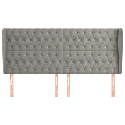 vidaXL Kopfteil mit Ohren Hellgrau 183x23x118/128 cm Samt
