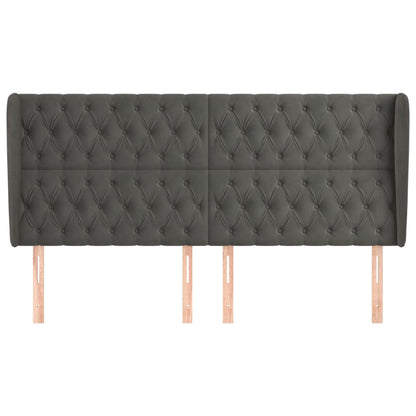 vidaXL Kopfteil mit Ohren Dunkelgrau 183x23x118/128 cm Samt