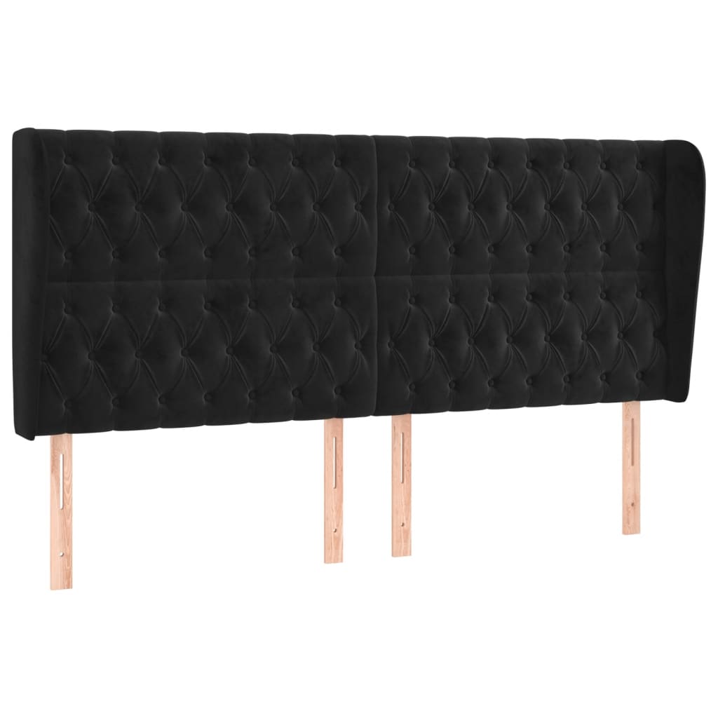 vidaXL Kopfteil mit Ohren Schwarz 183x23x118/128 cm Samt