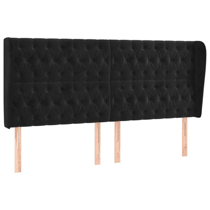 vidaXL Kopfteil mit Ohren Schwarz 183x23x118/128 cm Samt