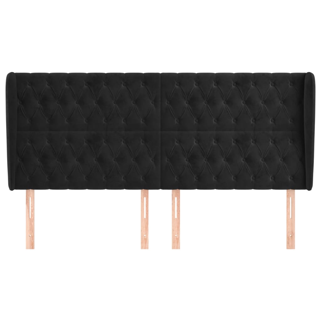 vidaXL Kopfteil mit Ohren Schwarz 183x23x118/128 cm Samt