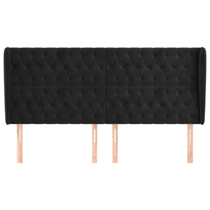 vidaXL Kopfteil mit Ohren Schwarz 183x23x118/128 cm Samt