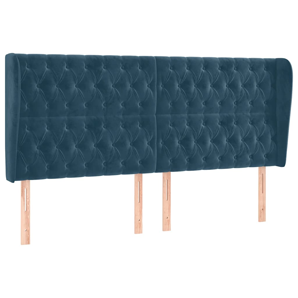vidaXL Kopfteil mit Ohren Dunkelblau 183x23x118/128 cm Samt