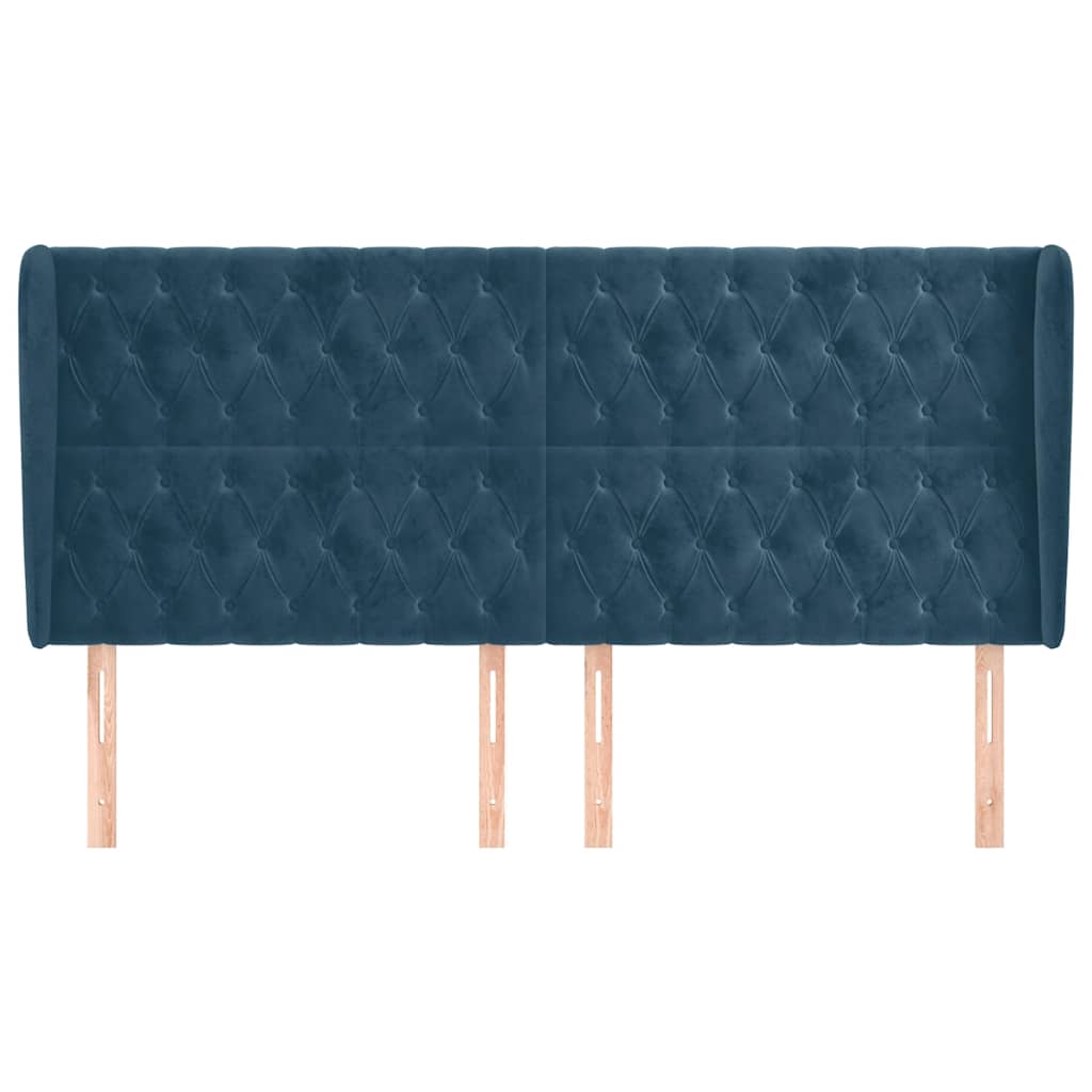 vidaXL Kopfteil mit Ohren Dunkelblau 183x23x118/128 cm Samt