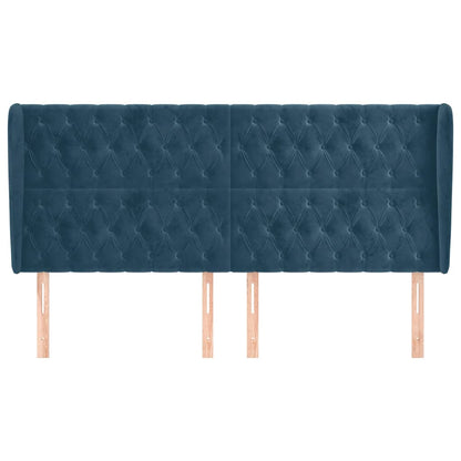 vidaXL Kopfteil mit Ohren Dunkelblau 183x23x118/128 cm Samt